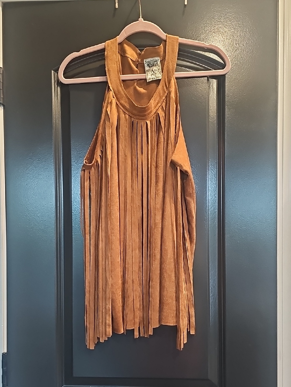 Vocal Faux Suede Fringe Tank Top